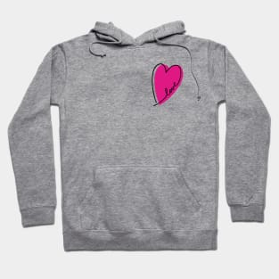 Hot Pink Heart Love Letters Line Art Hoodie